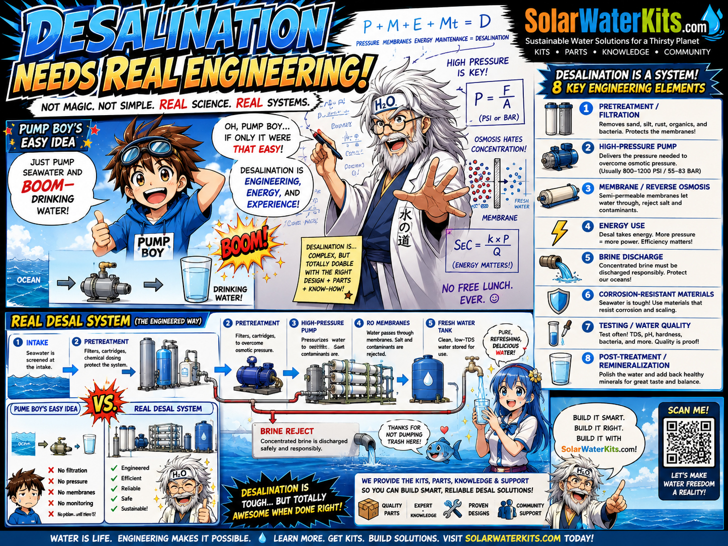 Pump Boy thinks desalination is easy while Hydro-Sensei explains real engineering.