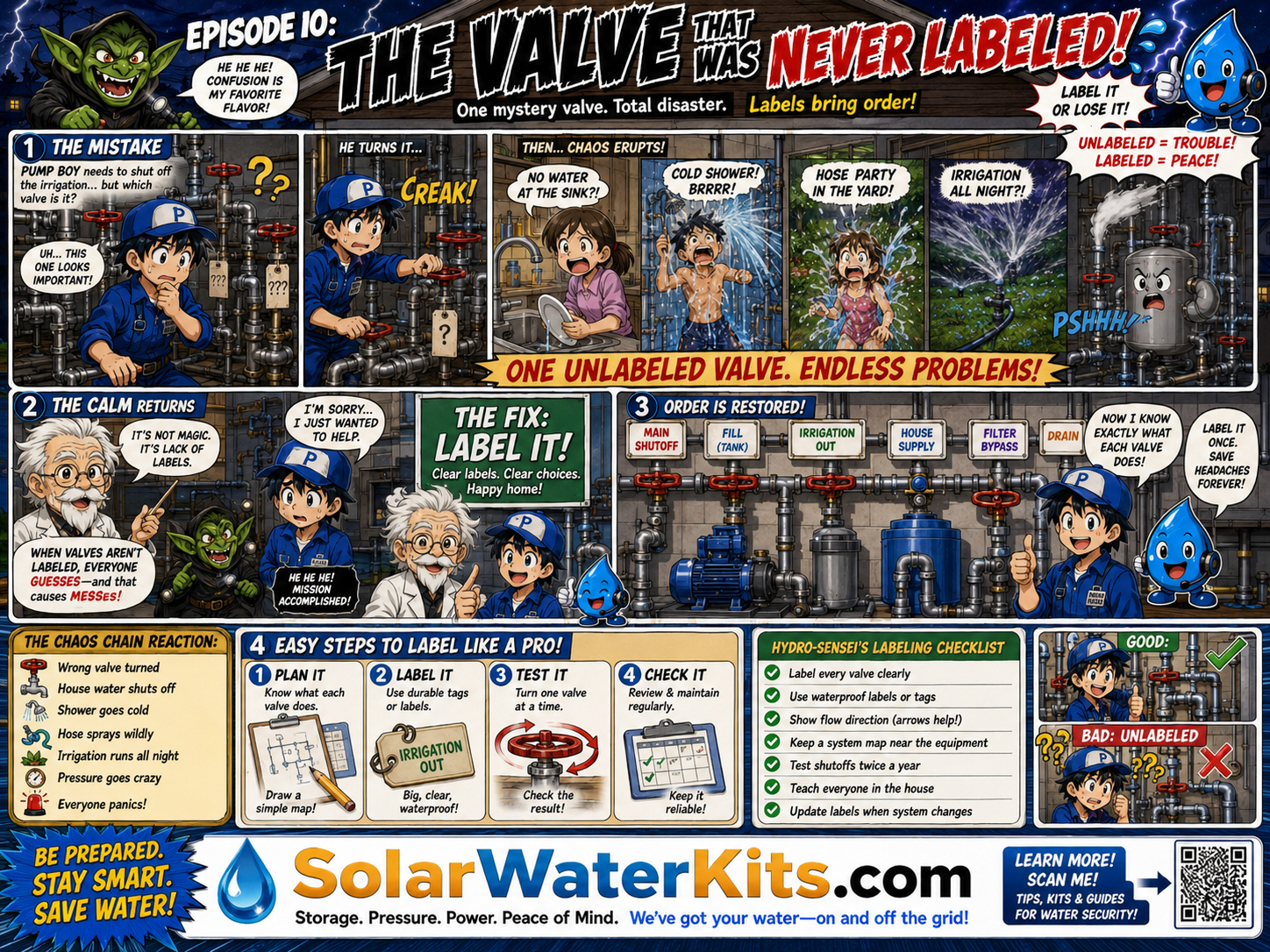 One unlabeled valve causes a total comic catastrophe.