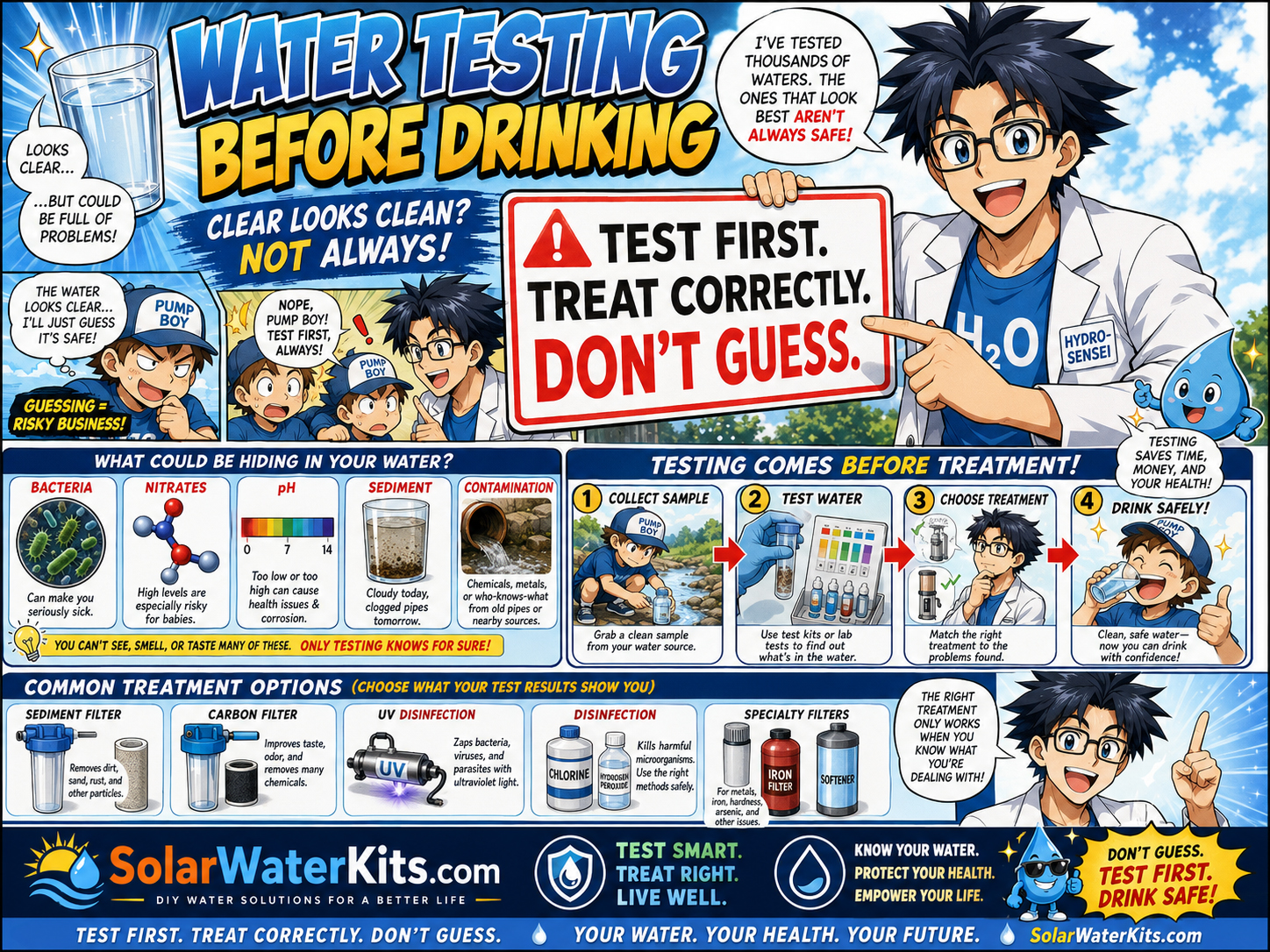 Hydro-Sensei points to a sign: test first, treat correctly, don't guess.